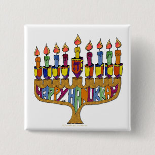 Lycklig Hanukkah Dreidels Menorah Knapp