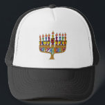 Lycklig Hanukkah Dreidels Menorah Truckerkeps<br><div class="desc">Du visar Lee Hiller Design Collection. Apparatur,  gåvor och samlarföremål Lee Hiller Photography eller Digital Art Collection. Du kan visa hennes naturfotografi på http://HikeOurPlanet.com/ och följa hennes vandrande blogg i Hett Vår nationalpark.</div>