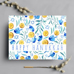 Lycklig Hanukkah Driedel Gelt Watercolor ANPASSNIN Vykort<br><div class="desc">Anpassa det här kortet genom att lägga till din egen text över den söta bakgrunden. Kolla min butik om du vill ha mer färg och design eller säg till mig om du vill ha någon anpassningsbar. Tack för att du shoppade med mig!</div>