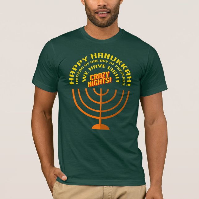 Lycklig Hanukkah Eight Crazy Nights Roligt T Shirt (Framsida)