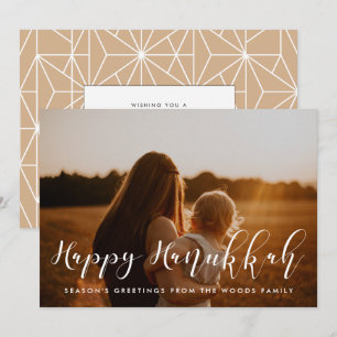Lycklig Hanukkah Elegant-familjfoto Julkort