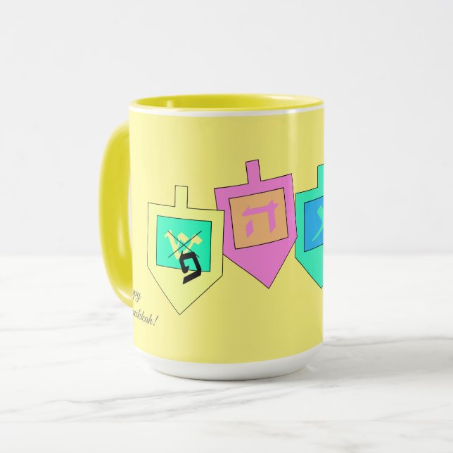 Lycklig Hanukkah English Hebrew Mugg (Framsida vänster)