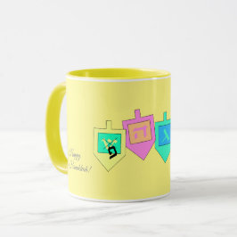 Lycklig Hanukkah English Hebrew Mugg