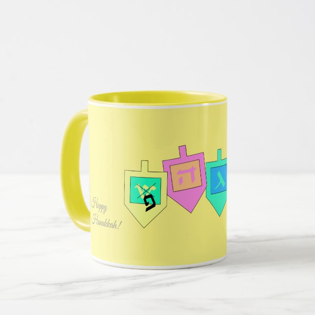 Lycklig Hanukkah English Hebrew Mugg (Framsida vänster)