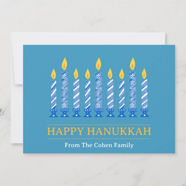 Lycklig Hanukkah | Enkel Elegant Hälsning Julkort (Framsida)