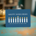 Lycklig Hanukkah | Enkel och modern ljus Hälsning Julkort<br><div class="desc">Detta är en enkel,  minimalistisk och modern utformning av Menorah eller tempelskåpet.</div>