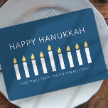 Lycklig Hanukkah | Enkel och modern ljus Hälsning Julkort<br><div class="desc">Detta är en enkel,  minimalistisk och modern utformning av Menorah eller tempelskåpet.</div>