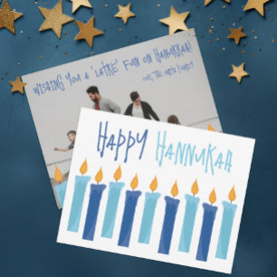 Lycklig Hanukkah Enkel och modern ljus Hälsning Julkort