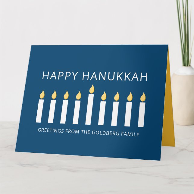 Lycklig Hanukkah| Enkel och modern ljus Hälsning Kort (Framsida)