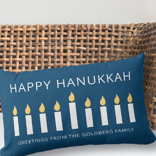 Lycklig Hanukkah   Enkel och modern ljus Hälsning Lumbarkudde