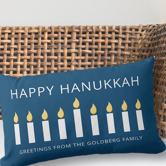 Lycklig Hanukkah | Enkel och modern ljus Hälsning Lumbarkudde (Skapare uppladdad)