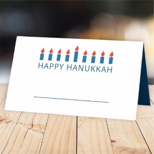 Lycklig Hanukkah Enkel och modern ljus Hälsning Placeringskort