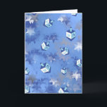 Lycklig Hanukkah Falling Star och Dreidels Helgkort<br><div class="desc">Du visar Lee Hiller Design Collection. Apparatur,  gåvor och samlarföremål Lee Hiller Photography eller Digital Art Collection. Du kan visa hennes naturfotografi på http://HikeOurPlanet.com/ och följa hennes vandrande blogg i Hett Vår nationalpark.</div>