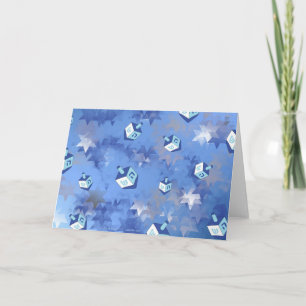 Lycklig Hanukkah Falling Star och Dreidels Helgkort