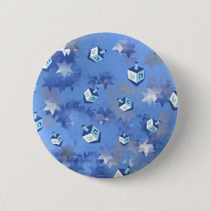 Lycklig Hanukkah Falling Star och Dreidels Knapp