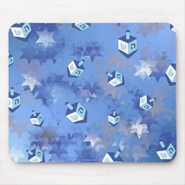 Lycklig Hanukkah Falling Star och Dreidels Musmatta (Framsidan)