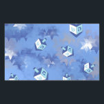 Lycklig Hanukkah Falling Star och Dreidels Rektangulärt Klistermärke<br><div class="desc">Du visar Lee Hiller Design Collection. Apparatur,  gåvor och samlarföremål Lee Hiller Photography eller Digital Art Collection. Du kan visa hennes naturfotografi på http://HikeOurPlanet.com/ och följa hennes vandrande blogg i Hett Vår nationalpark.</div>