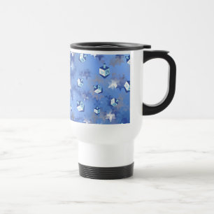 Lycklig Hanukkah Falling Star och Dreidels Resemugg