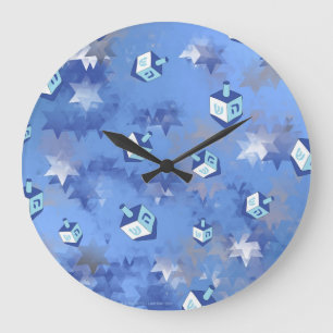 Lycklig Hanukkah Falling Star och Dreidels Stor Klocka