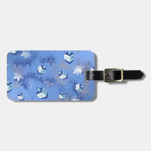 Lycklig Hanukkah Falling Stars and Dreidels Bagagebricka