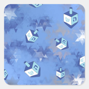 Lycklig Hanukkah Falling Stars and Dreidels Fyrkantigt Klistermärke