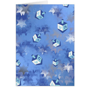 Lycklig Hanukkah Falling Stars and Dreidels Hälsningskort