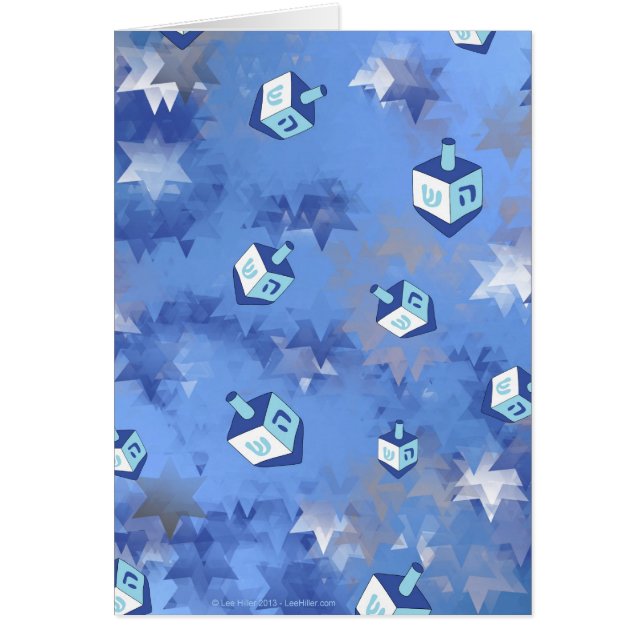 Lycklig Hanukkah Falling Stars and Dreidels Hälsningskort (Framsidan)
