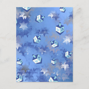 Lycklig Hanukkah Falling Stars and Dreidels Helg Vykort
