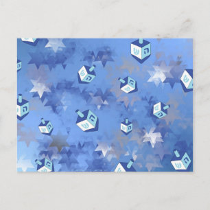 Lycklig Hanukkah Falling Stars and Dreidels Helg Vykort