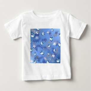 Lycklig Hanukkah Falling Stars and Dreidels T Shirt