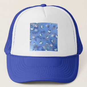 Lycklig Hanukkah Falling Stars and Dreidels Truckerkeps