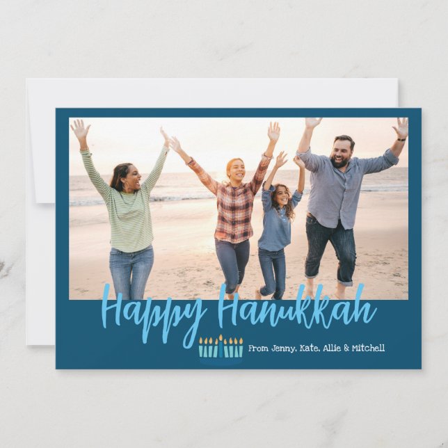 Lycklig Hanukkah-familjens foto jul Julkort (Framsida)