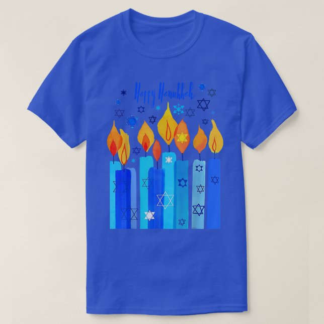 Lycklig Hanukkah-festival av David Light Star T Shirt (Design framsida)