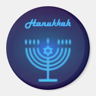 Lycklig Hanukkah Festival Menorah Logotyp Magnet