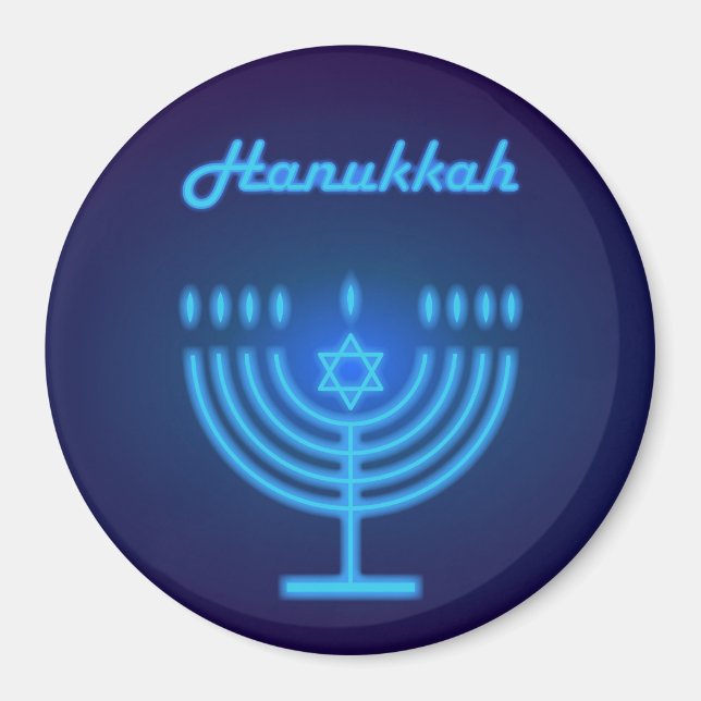 Lycklig Hanukkah Festival Menorah Logotyp Magnet (Framsidan)