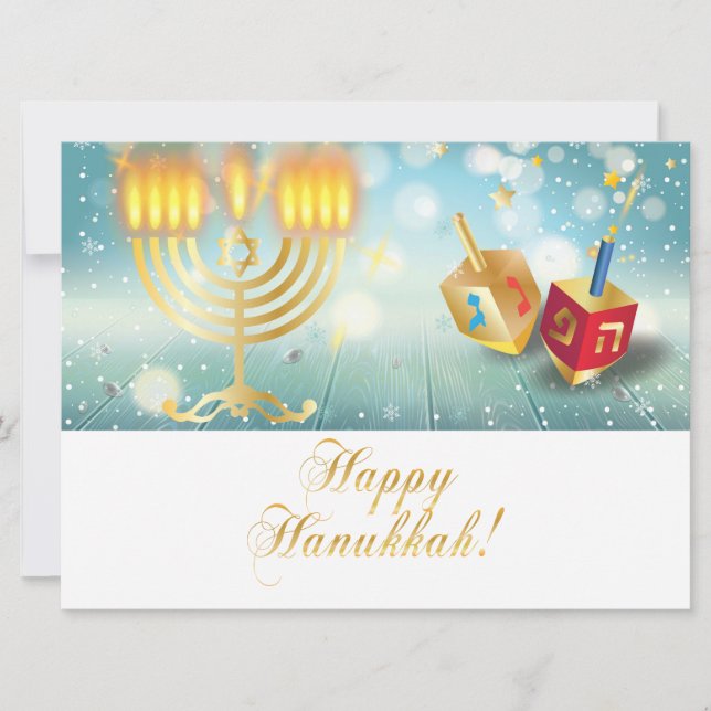 Lycklig Hanukkah-festivalen Guld Menorah Ljus (Framsida)
