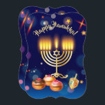 Lycklig Hanukkah-festivalen i Ljus Inbjudningar<br><div class="desc">Inbjudan till Lycklig Hanukkah-festivalen i Ljus Party. Vacker judisk lyxinbjudan till Helgdag eller hälsningskort. Lycklig Hanukkah-text (manus) judisk Helgdag Hanukkah Bokeh ljus med traditionell Chanukah-symboler - trädrömidels (spinning top), söta donuts, guld hanukkiah-menorah, ljus, David-stjärnan och ljus tapet-blå marin färg mönster, Guld Ram. Hanukkah Festival Dekoration. Jerusalem, Israel. Inbjudningar och mallar,...</div>