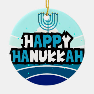 Lycklig Hanukkah - festivalen i Ljus Julgransprydnad Keramik