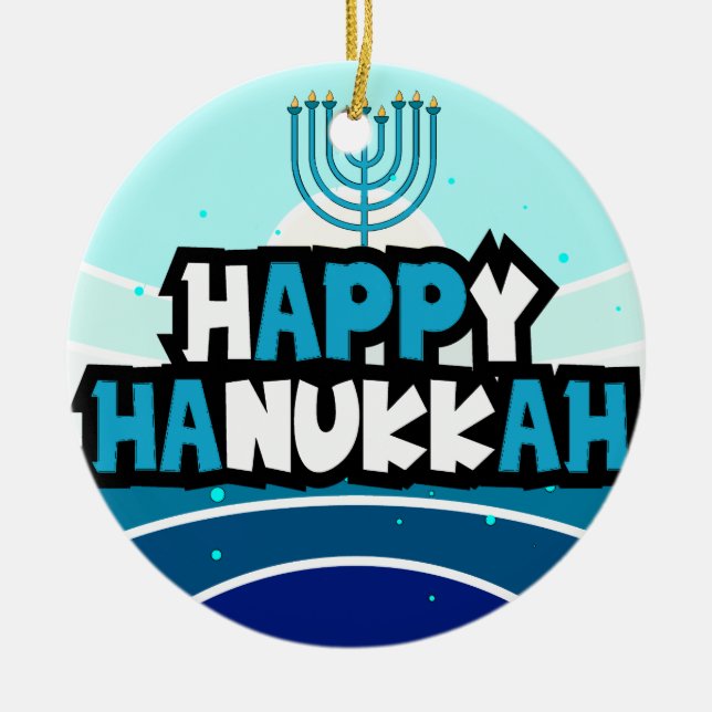 Lycklig Hanukkah - festivalen i Ljus Julgransprydnad Keramik (Framsidan)