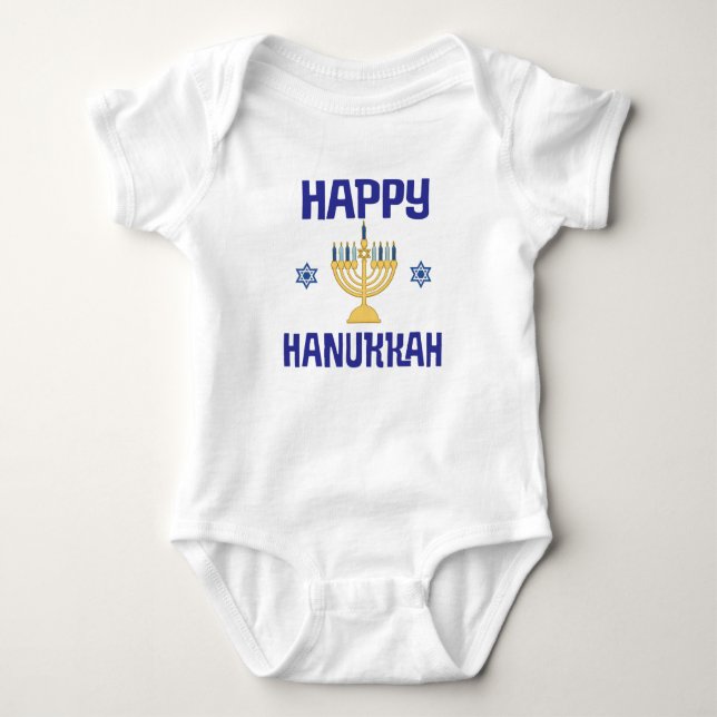 Lycklig Hanukkah-festivalen i Ljus Menorah T Shirt (Framsida)