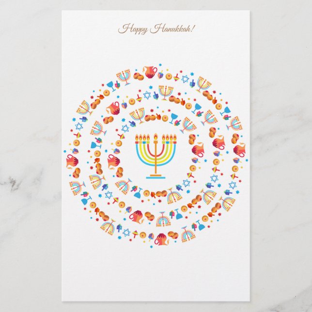 Lycklig Hanukkah-festivalen i Party, ljus Beval Brevpapper (Framsida)