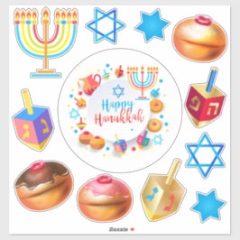 Lycklig Hanukkah-festivalen Party Helgdag Symbols Klistermärken