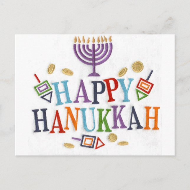 Lycklig Hanukkah Festive Design Helg Vykort (Framsida)