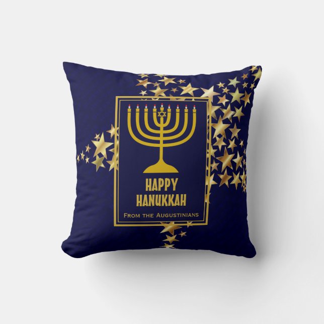 LYCKLIG HANUKKAH Festive Stars Personlig BLUE Kudde (Framsida)