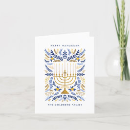 Lycklig Hanukkah Festive Watercolor Menorah Photo Helgkort