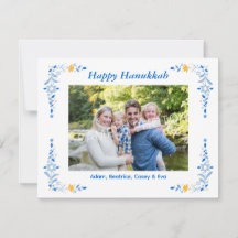 Lycklig Hanukkah Flat Photo Helgdag Card