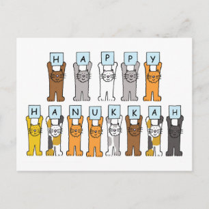 Lycklig Hanukkah för Cat Lover Helg Vykort