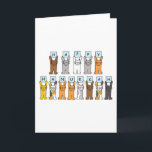 Lycklig Hanukkah för Cat Lover Helgkort<br><div class="desc">Olika tecknader i färgad katter som håller upp blåkort i blek med brev på att stava ut "Lycklig Hanukkah".</div>