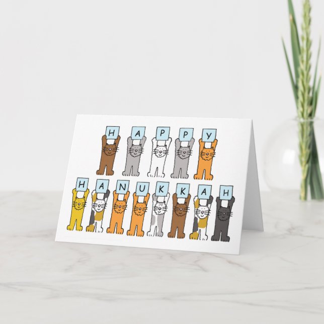 Lycklig Hanukkah för Cat Lover Helgkort (Framsida)