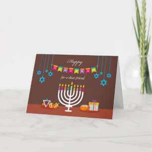 Lycklig Hanukkah för Friend, Colorful Menorah Kort